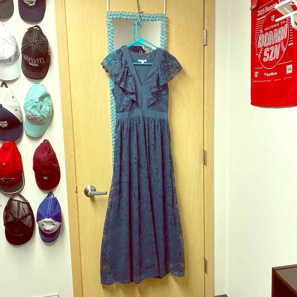 Dark blue lace dress, full length